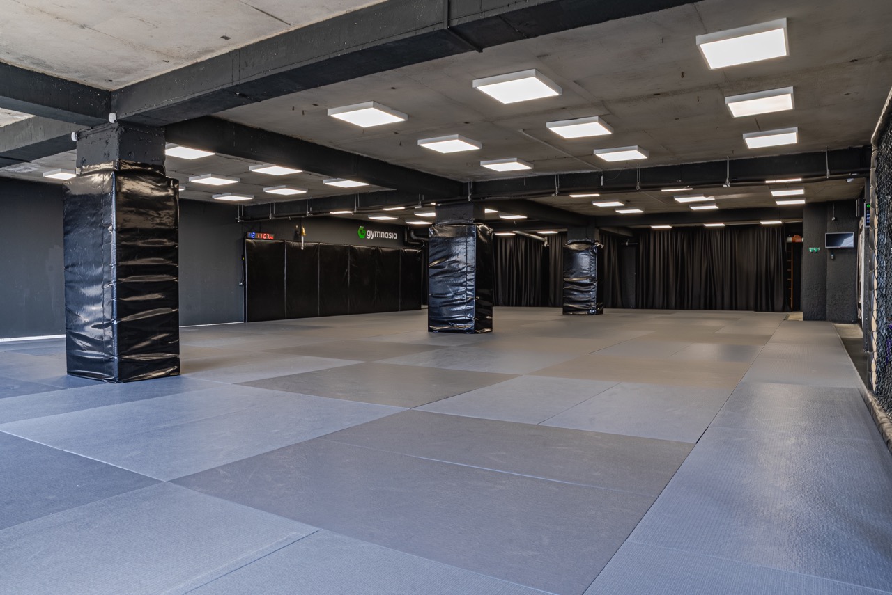 Large judo tatami area in the main Tbilisi training hall